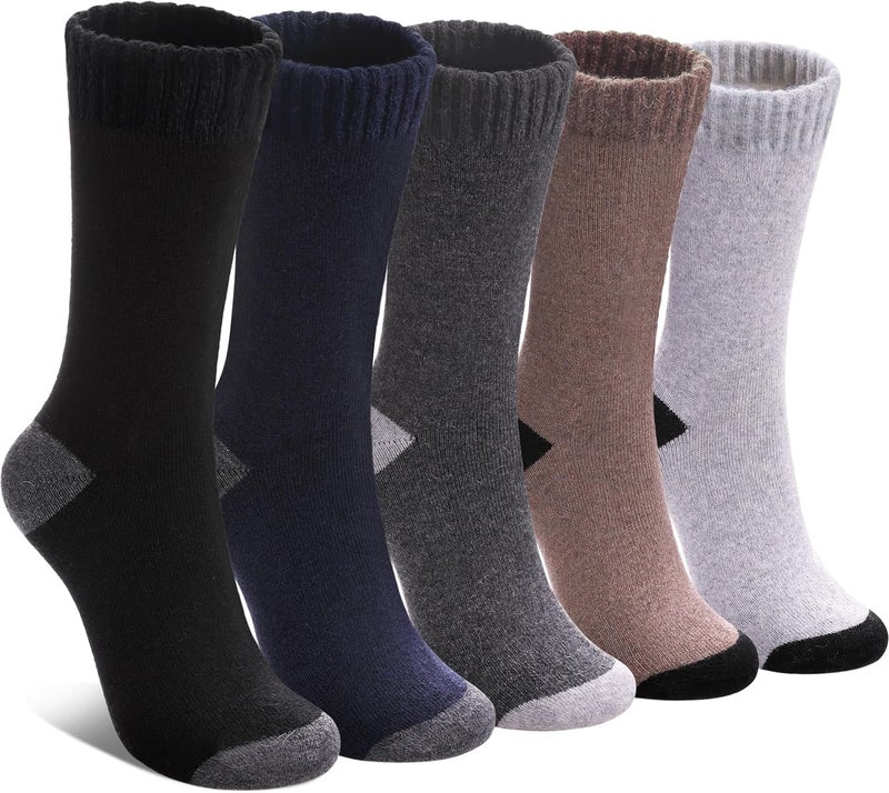 LINEMIN Wool Socks for Women Winter Warm Hiking Thick Warm Cozy Boot Crew Gift Socks 5 Pairs - Image 1